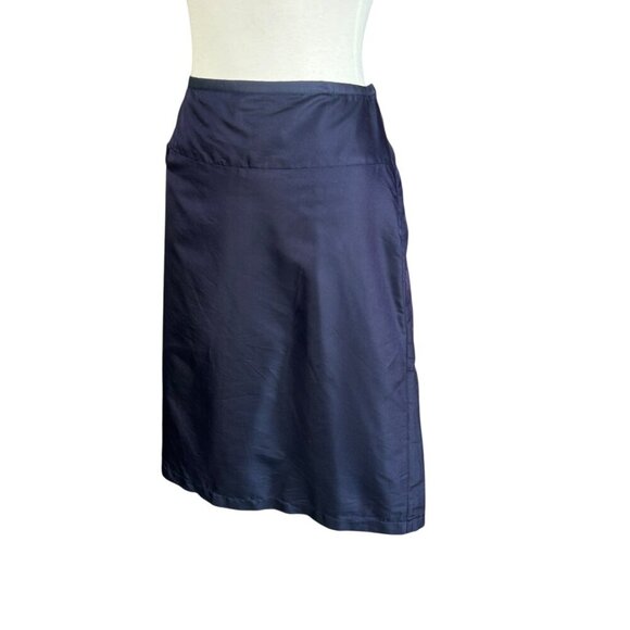 Calvin Klein Vintage Navy Blue Silk Blend Drop Waist Straight Skirt Size 12 - Picture 3 of 10